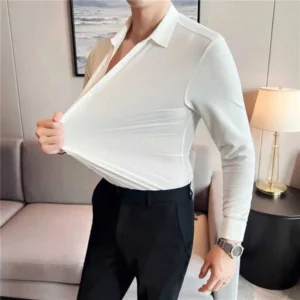 Long Sleeve Formal White Cotton Shirt - M-165cm