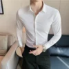 Long Sleeve Formal White Cotton Shirt - M-165cm