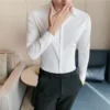 Long Sleeve Formal White Cotton Shirt - M-165cm