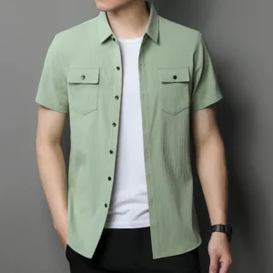 Short Sleeve Linen Shirt - L-170cm