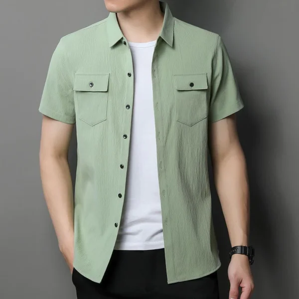Short Sleeve Linen Shirt - L-170cm