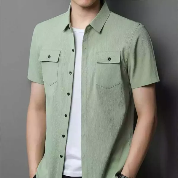 Short Sleeve Linen Shirt - L-170cm