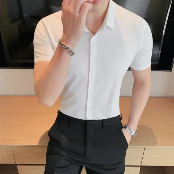 Short Sleeve Plain White Shirt - S-160cm