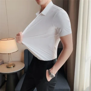 Short Sleeve Plain White Shirt - S-160cm