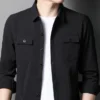 Long Sleeve Black Linen Shirt - XS-155cm
