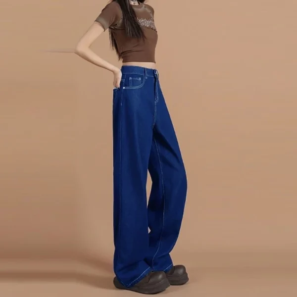 Wide Leg Denim Pants - XL-175cm