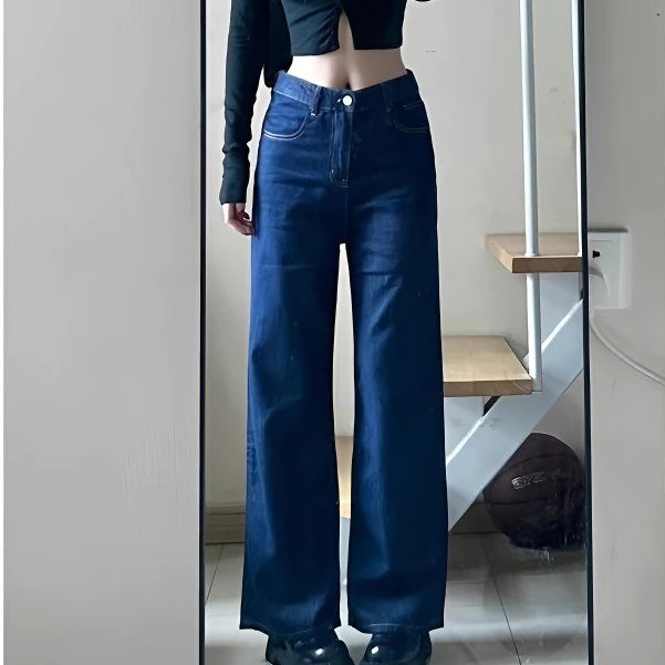 Wide Leg Denim Pants - XL-175cm