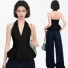 Halter Neck Peplum Camisole - XS-155cm