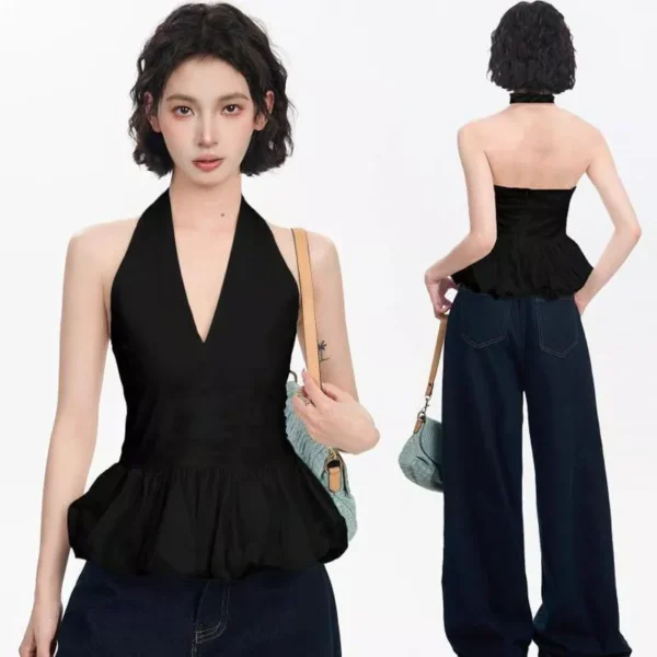 Halter Neck Peplum Camisole - XS-155cm