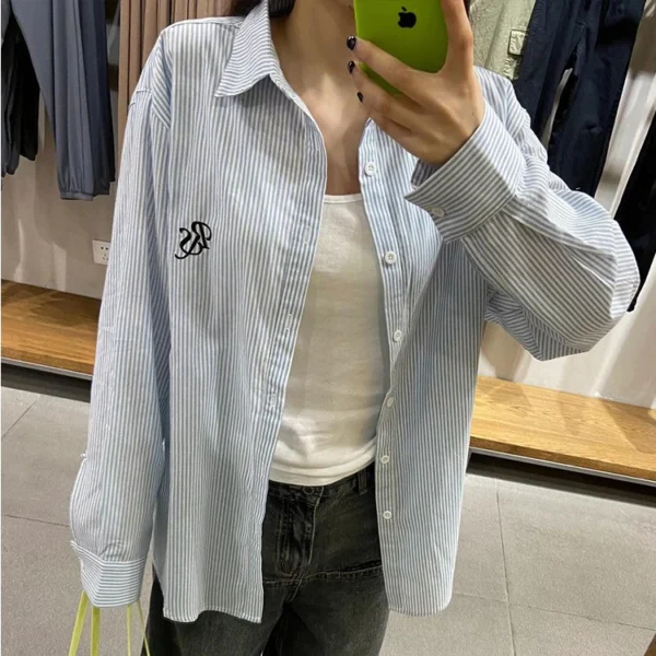 Striped Long Sleeve Shirt - M-165cm