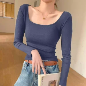 U-Neck Long Sleeve T-Shirt - XS-155cm