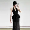 Halter Neck Peplum Camisole - XS-155cm