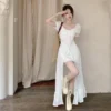 White Short Sleeve Dress - XL-175cm