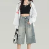 Knee Length Denim Shorts - M-165cm