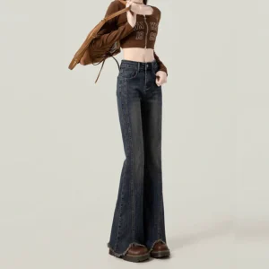 Retro Flared Denim Jeans - S-160cm