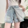 High Waist Mini Denim Shorts - XL-175cm