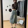Knee Length Denim Shorts - M-165cm