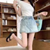 High Waist Mini Denim Shorts - XL-175cm