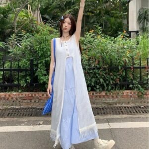 Blue Strap Beach Dress - S-160cm