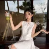 White Sleeveless Flare Dress - S-160cm