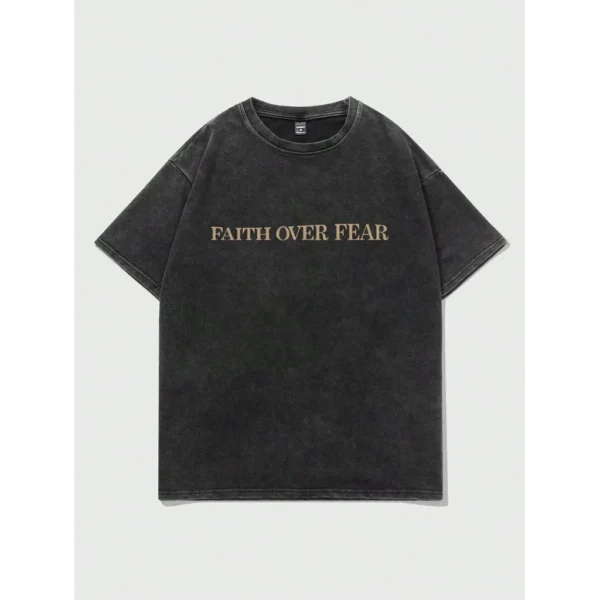 Letter Printed Round Neck Summer Short Sleeve T-Shirt - S-160cm