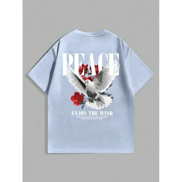 Haze Blue Oversize Short Sleeve T-Shirt - XL-175cm