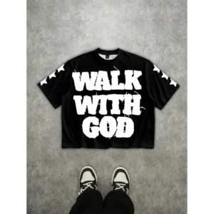 Street Letter Print Short Sleeve Cropped T-Shirt - M-165cm
