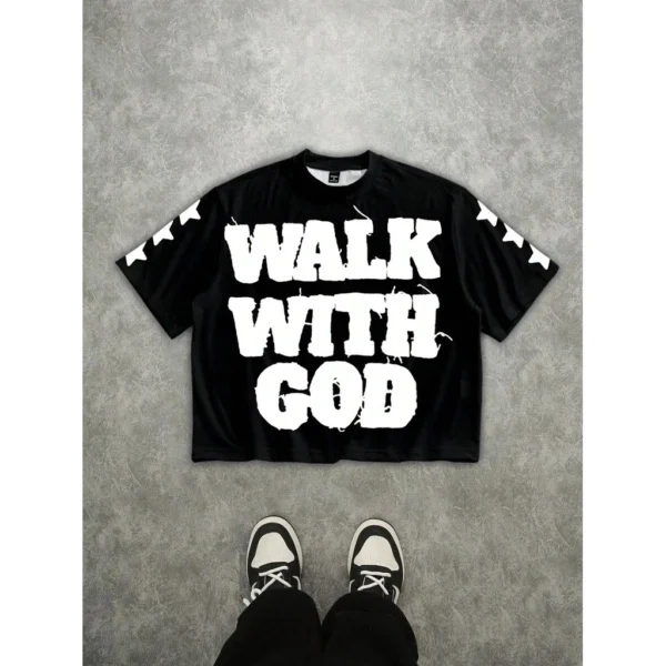 sg-11134201-824ji-me1kmx5yuozn8e.webp Street Letter Print Short Sleeve Cropped T-Shirt - M-165cm
