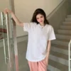 Loose Short Sleeve Cotton T-Shirt - M-165cm