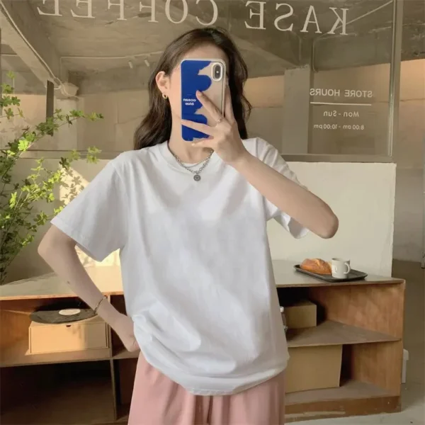 Loose Short Sleeve Cotton T-Shirt - M-165cm