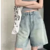 Vintage High Waist Denim Shorts - S-160cm