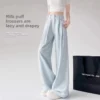 Blue Wide Leg Suit Pants - L-170cm