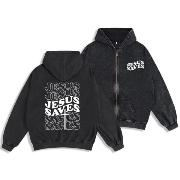UNISEX “Jesus Saves” Zip-Up Hoodie